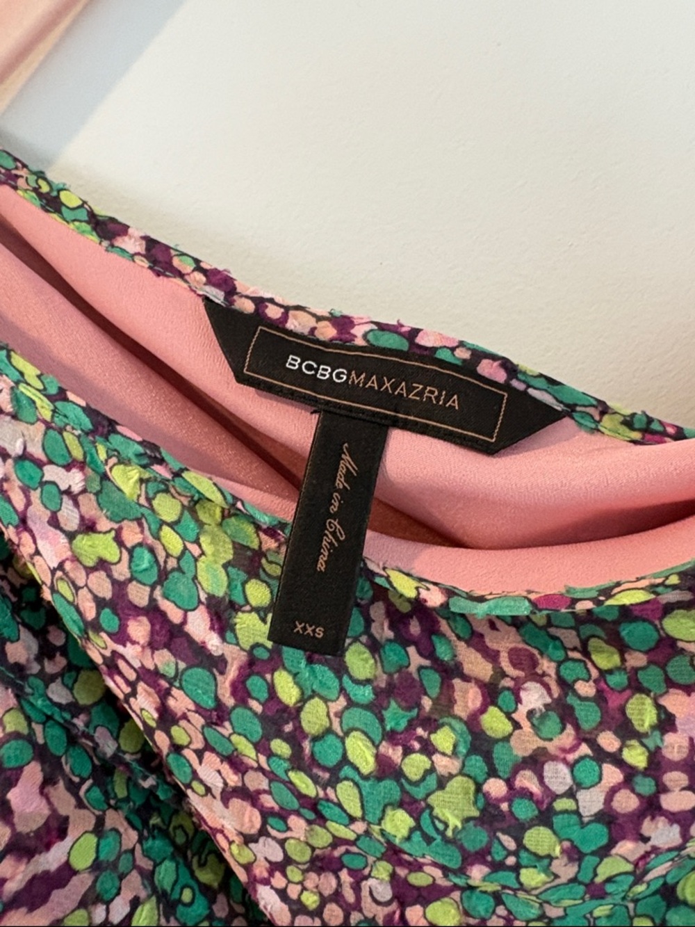 BCBGMaxAzria Green Floral One-Shoulder Ruffle Dress - Picture 2 of 3